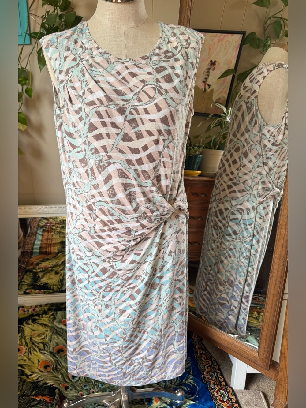 NIC+ZOE pastel ombré abstract swirl print midi dress, plus size 1X